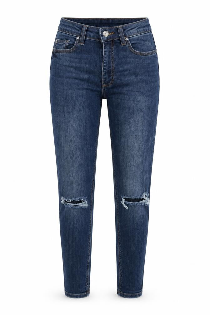 Denim & Co. Womens Blue Cotton Blend Tapered Jeans Size 8 L27 in Regular Zip