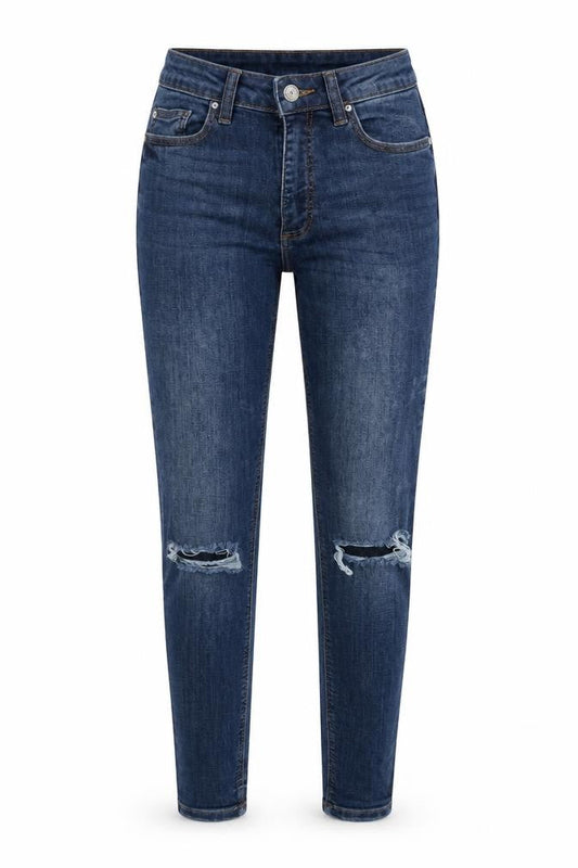 Denim & Co. Womens Blue Cotton Blend Tapered Jeans Size 8 L27 in Regular Zip