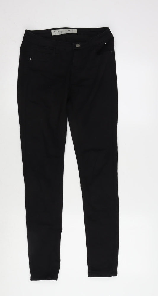 Denim & Co. Womens Black Cotton Blend Tapered Jeans Size 6 L28.5 in Regular Zip