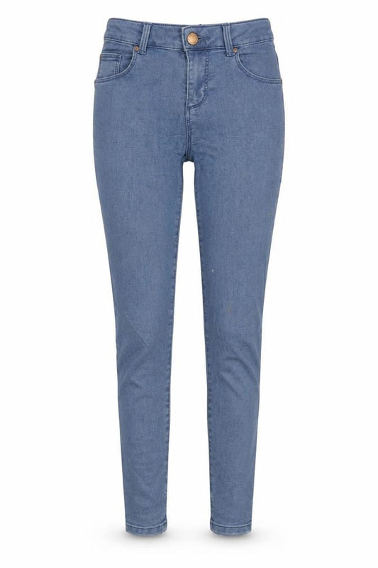 Miss Selfridge Womens Blue Cotton Blend Tapered Jeans Size 8 L29 in Regular Zip