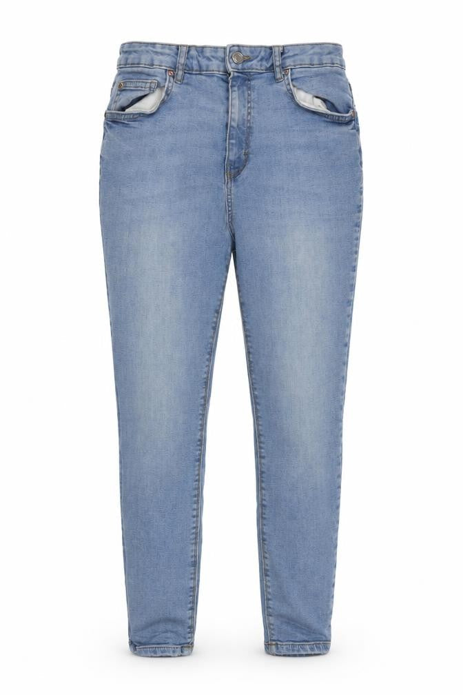 Denim & Co. Womens Blue Cotton Blend Tapered Jeans Size 14 L24.5 in Regular Zip