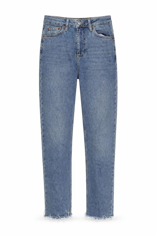Topshop Womens Blue Cotton Blend Tapered Jeans Size 26 in L28.5 in Regular Zip