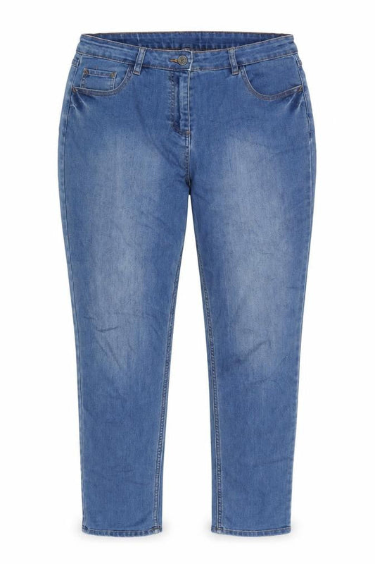 Denim Womens Blue Cotton Blend Straight Jeans Size 14 L30 in Regular Zip