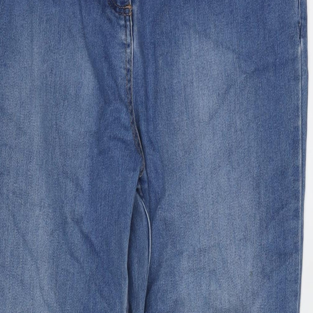Denim Womens Blue Cotton Blend Straight Jeans Size 14 L30 in Regular Zip