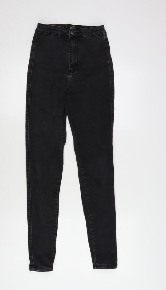 Missguided Womens Grey Cotton Blend Tapered Jeans Size 6 L28 in Regular Zip
