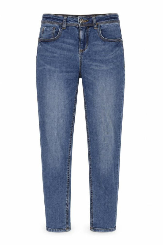 Zara Womens Blue Cotton Blend Tapered Jeans Size 6 L26 in Regular Zip