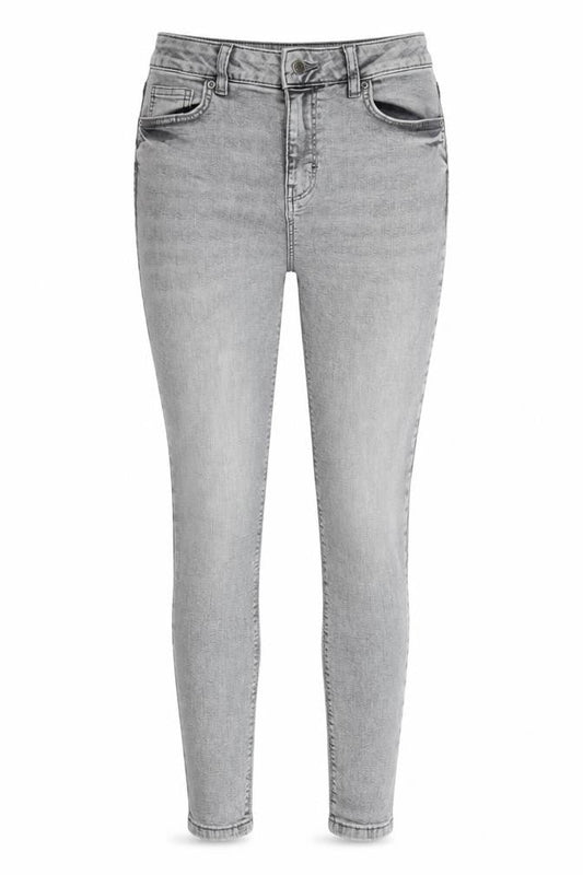 Denim & Co. Womens Grey Cotton Blend Tapered Jeans Size 10 L28 in Regular Zip