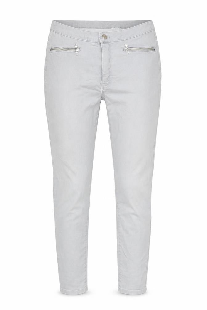 Marks & Spencer Womens Grey Cotton Blend Tapered Jeans Size 12 L28 in Regular Zip