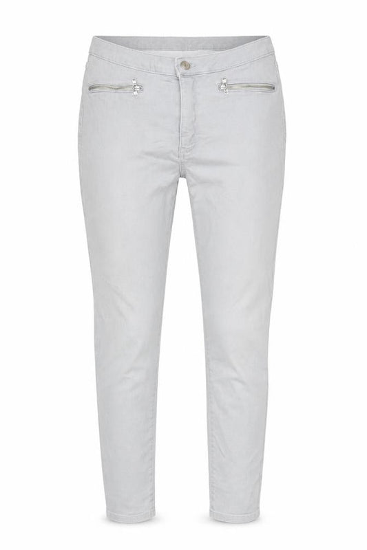 Marks & Spencer Womens Grey Cotton Blend Tapered Jeans Size 12 L28 in Regular Zip
