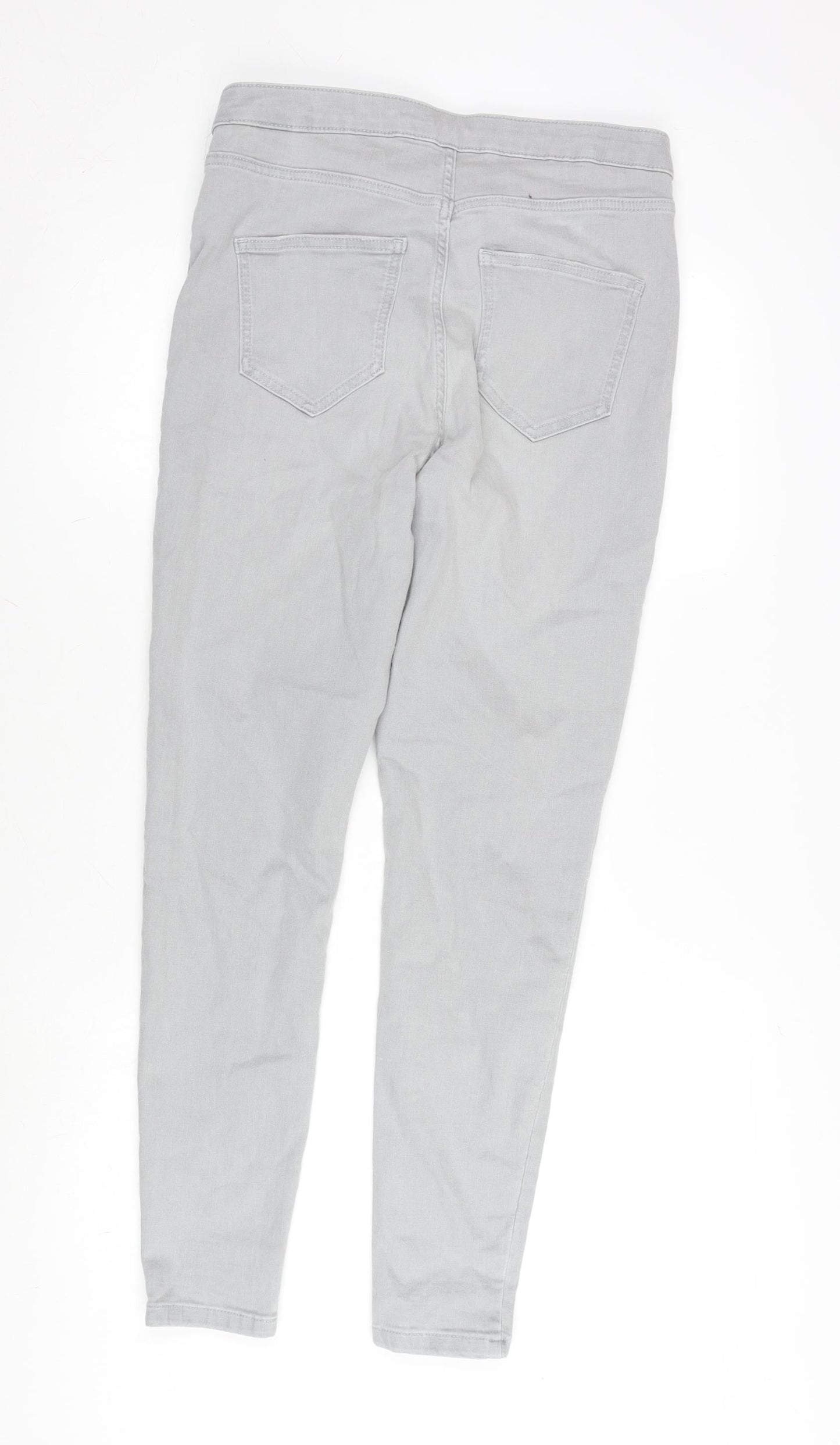 Marks and Spencer Womens Grey Cotton Blend Tapered Jeans Size 12 L28 in Regular Zip