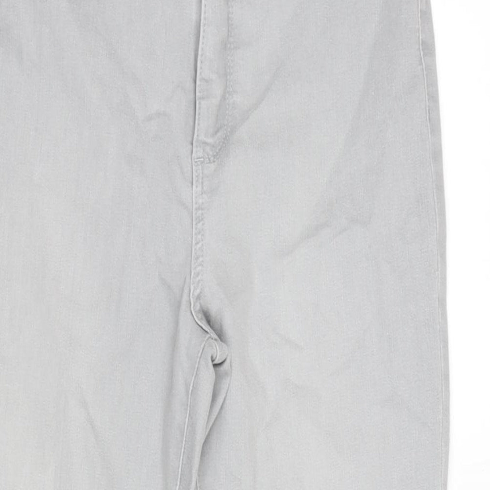 Marks and Spencer Womens Grey Cotton Blend Tapered Jeans Size 12 L28 in Regular Zip