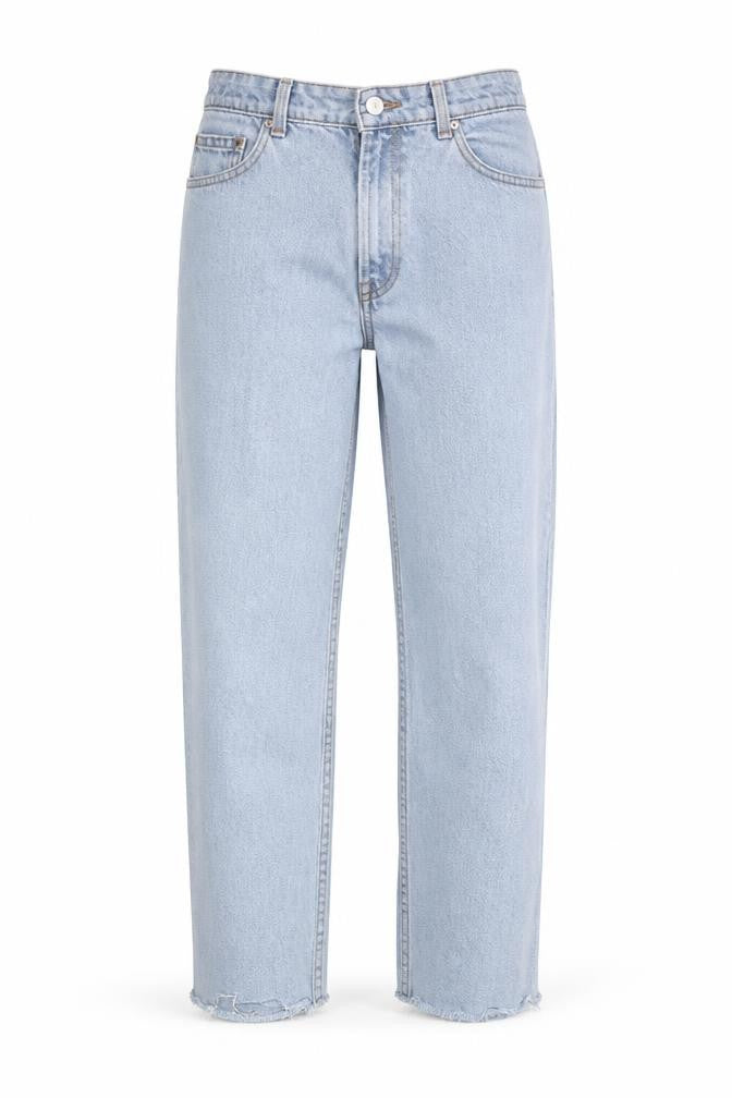 Denim & Co. Womens Blue Cotton Blend Straight Jeans Size 10 L25.5 in Regular Zip - Raw Hem