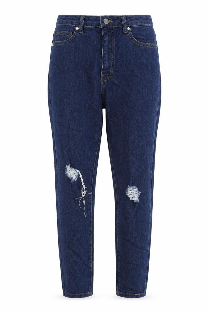 Boohoo Womens Blue Cotton Blend Straight Jeans Size 10 L27 in Regular Zip