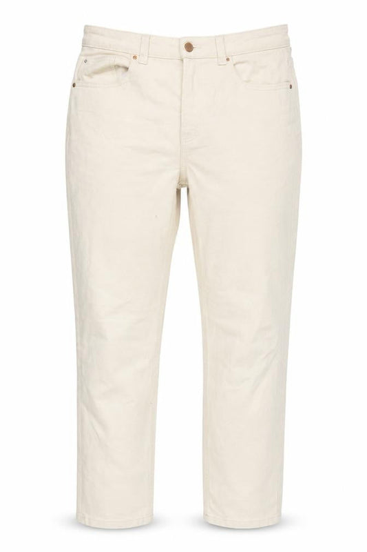Denim & Co. Womens Beige Cotton Blend Straight Jeans Size 14 L27 in Regular Zip