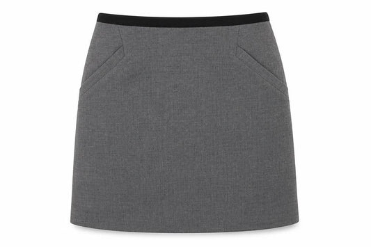 H&M Womens Grey Polyester Mini Skirt Size 10 Zip - Pockets