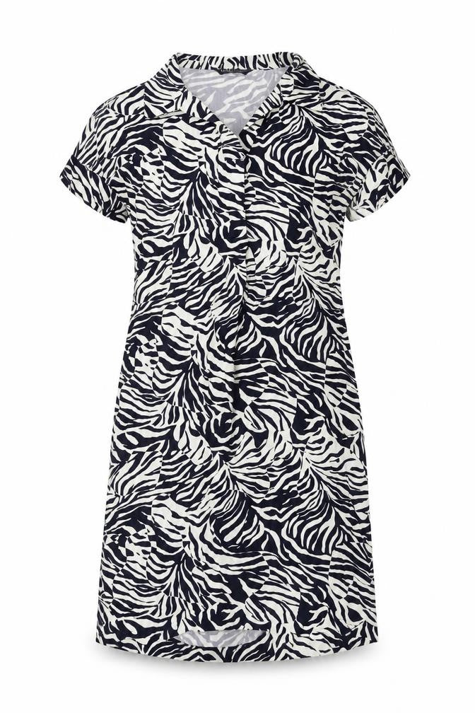 Marks & Spencer Womens Blue Animal Print Viscose Shirt Dress Size 6 Collared Pullover