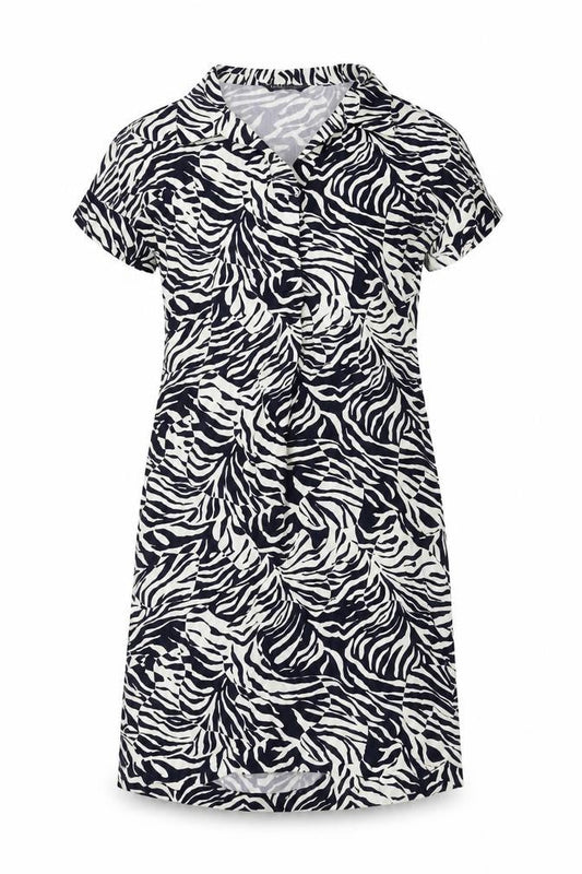 Marks & Spencer Womens Blue Animal Print Viscose Shirt Dress Size 6 Collared Pullover