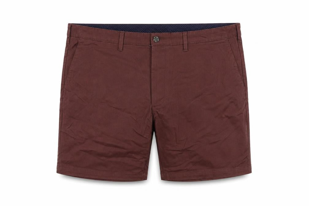Marks & Spencer Mens Brown Cotton Chino Shorts Size 44 in L8 in Regular Zip