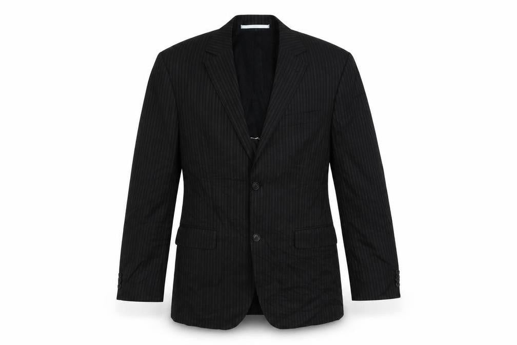 Carl Gross Mens Black Striped Linen Jacket Suit Jacket Size 40 Regular