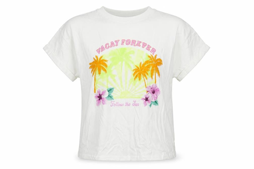 Marks & Spencer Girls White Cotton Pullover T-Shirt Size 10-11 Years Crew Neck Pullover - Vacay
