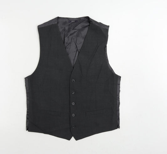 Marks and Spencer Mens Grey Wool Jacket Suit Waistcoat Size 40 Regular