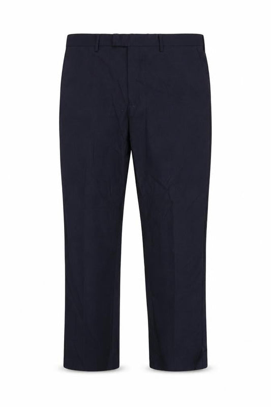 Front view of Linea men’s blue wool dress pants trousers, size 36, in, 32-inch leg regular zip