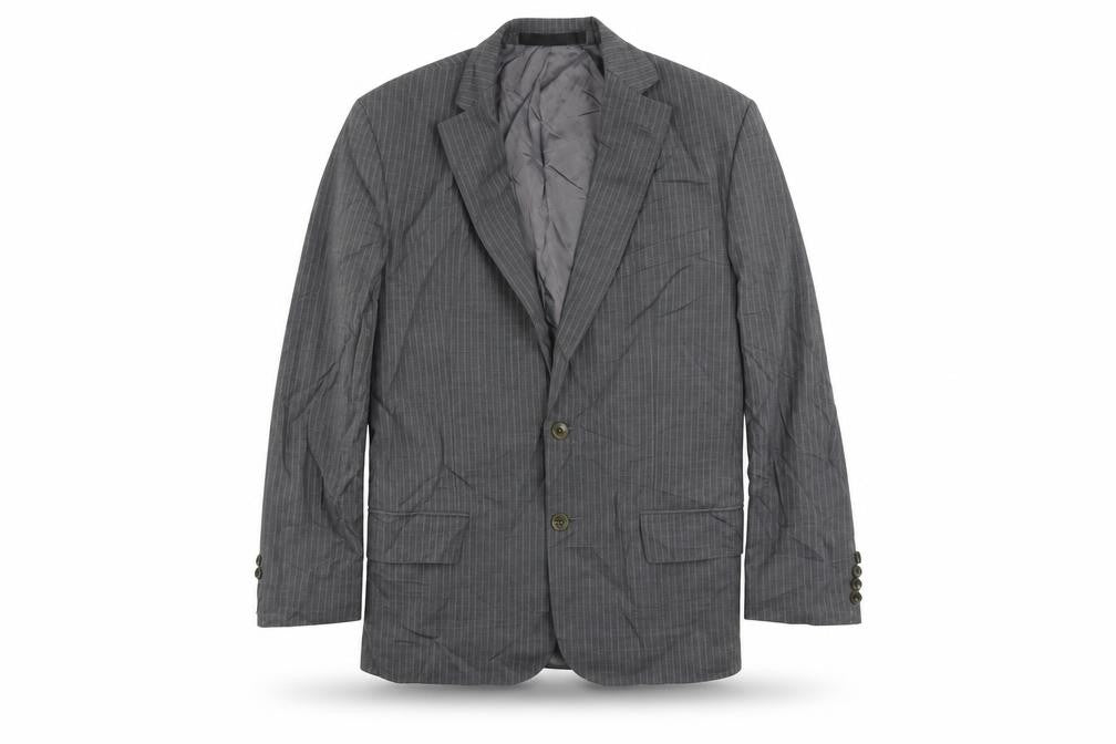 Marks & Spencer Mens Grey Striped Wool Jacket Suit Jacket Size 38 Regular