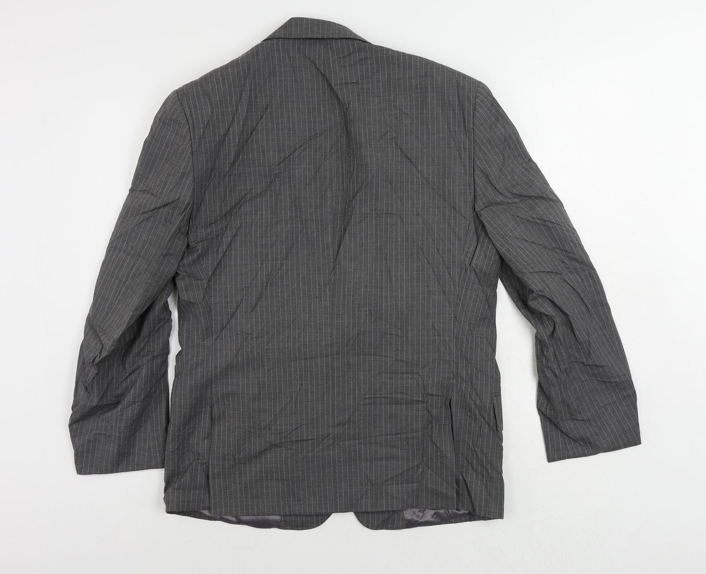 Marks and Spencer Mens Grey Striped Wool Jacket Suit Jacket Size 38 Regular