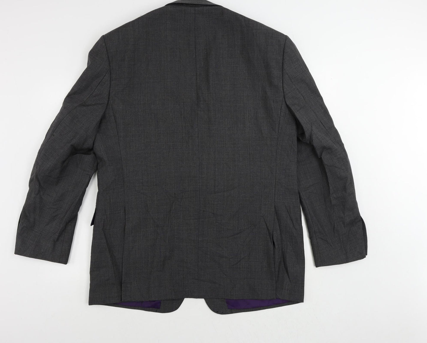 Marks and Spencer Mens Grey Plaid Wool Jacket Suit Jacket Size 44 Regular