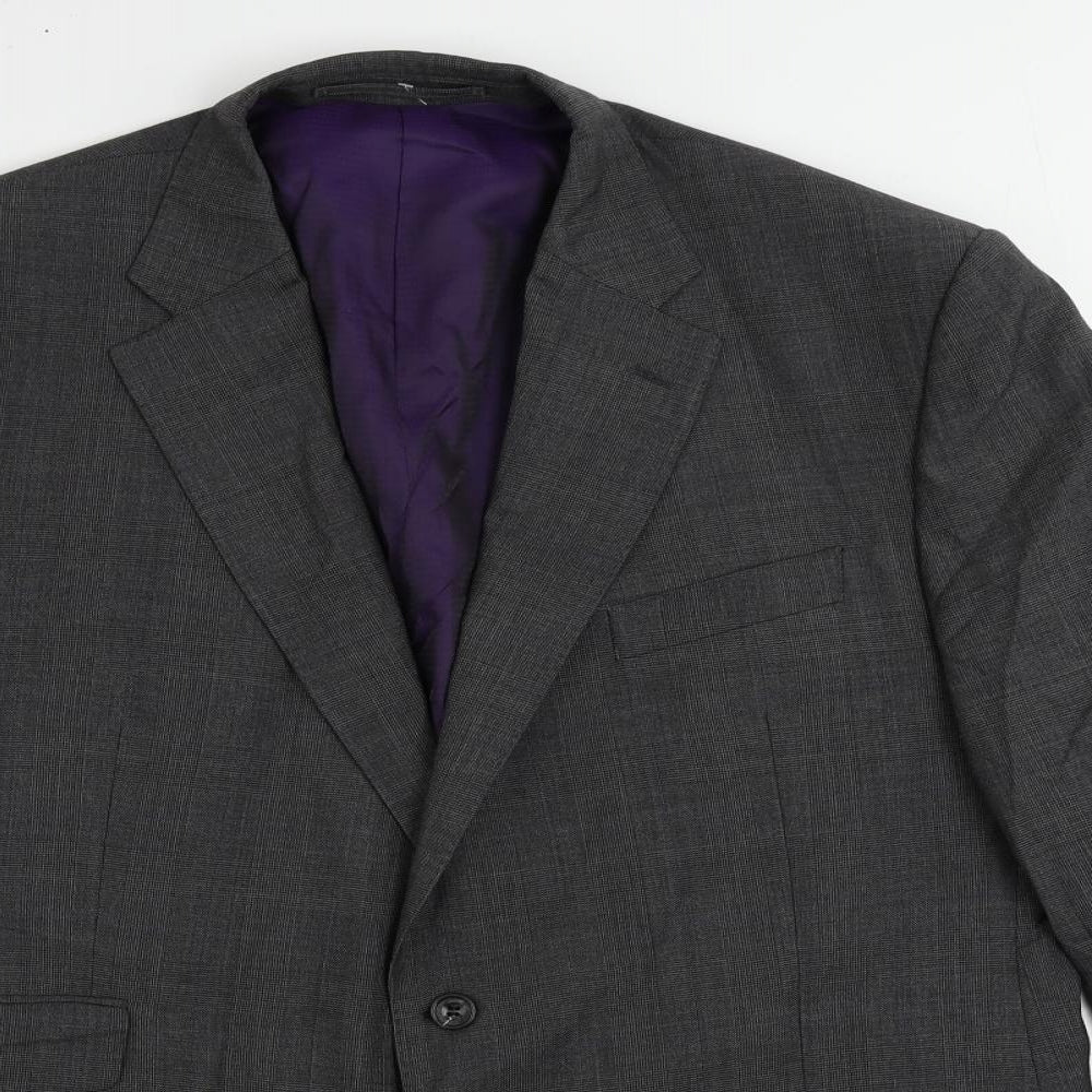 Marks and Spencer Mens Grey Plaid Wool Jacket Suit Jacket Size 44 Regular