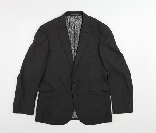 Hans Kelven Mens Grey Polyester Jacket Suit Jacket Size 38 Regular