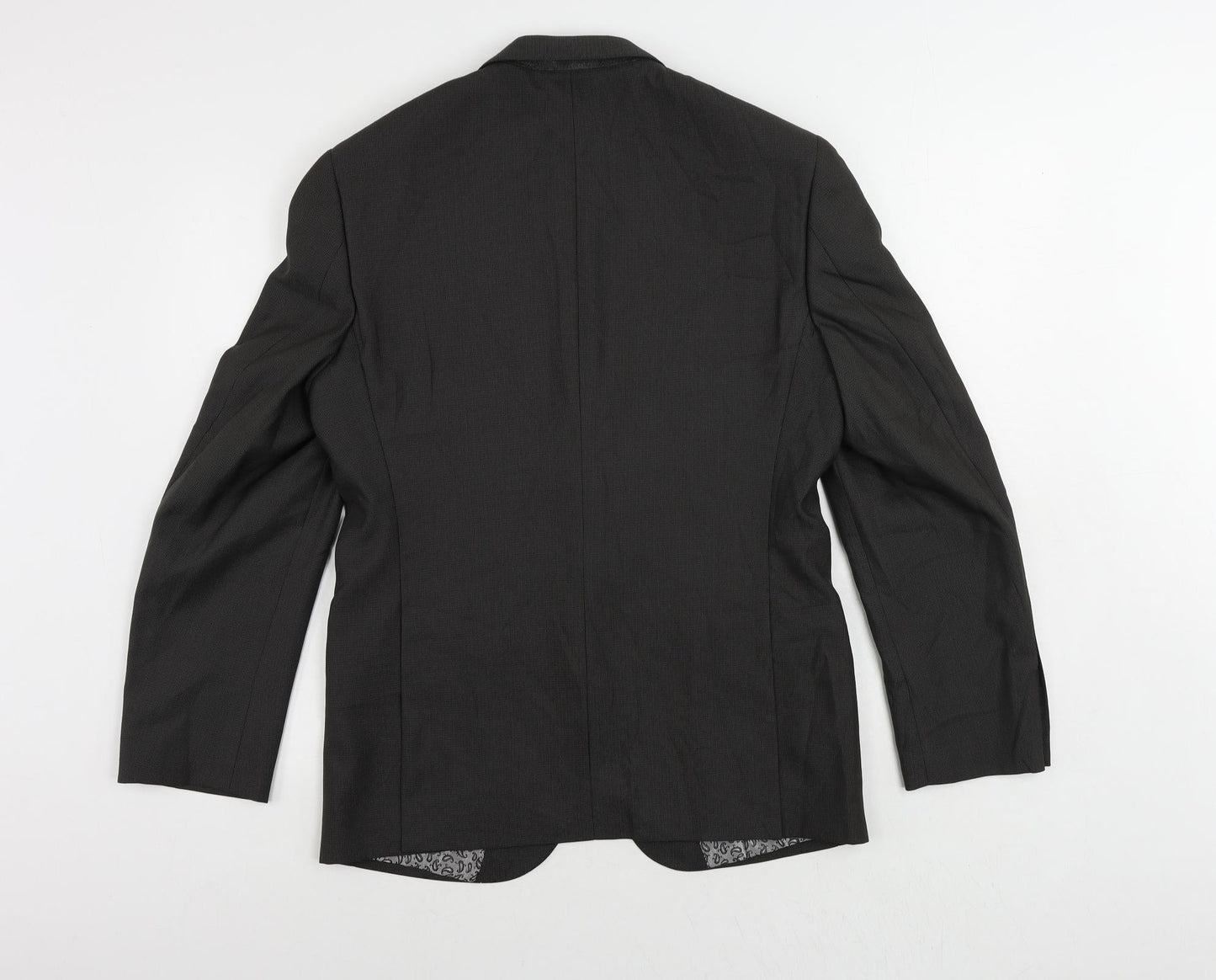 Hans Kelven Mens Grey Polyester Jacket Suit Jacket Size 38 Regular