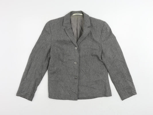 St Michael Womens Grey Jacket Blazer Size 12 Button - Vintage