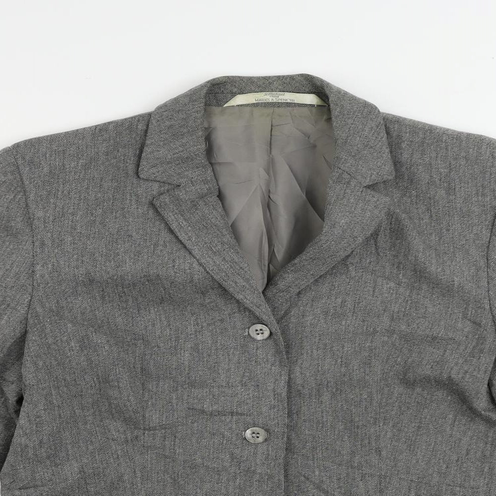 St Michael Womens Grey Jacket Blazer Size 12 Button - Vintage