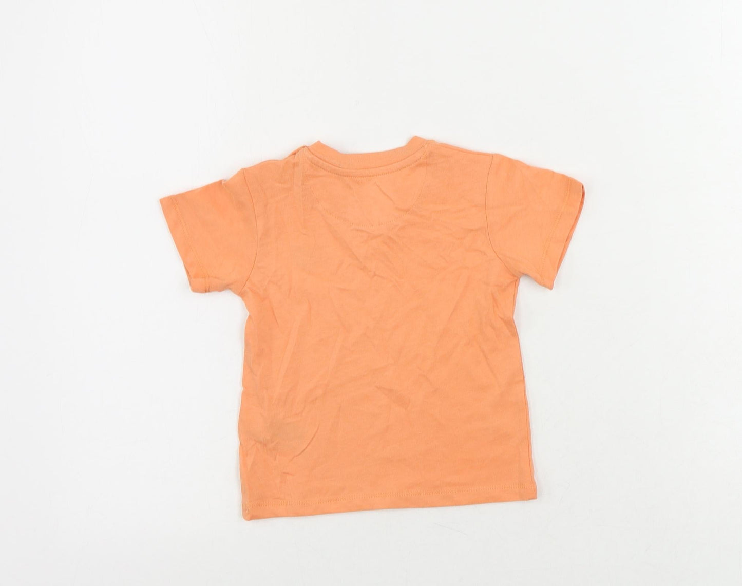 Marks and Spencer Baby Orange Cotton Pullover T-Shirt Size 9-12 Months Crew Neck Snap