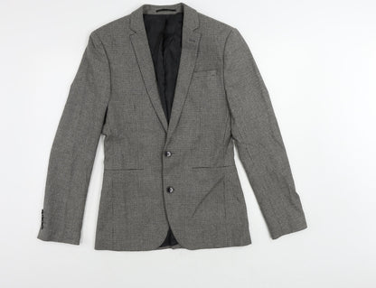 Additional front view of ASOS men’s grey geometric polyester jacket suit jacket, size 36, regular