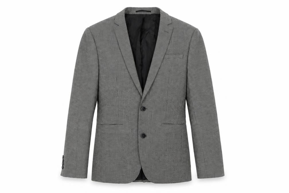 ASOS Mens Grey Geometric Polyester Jacket Suit Jacket Size 36 Regular
