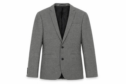 Front view of ASOS men’s grey geometric polyester jacket suit jacket, size 36, regular