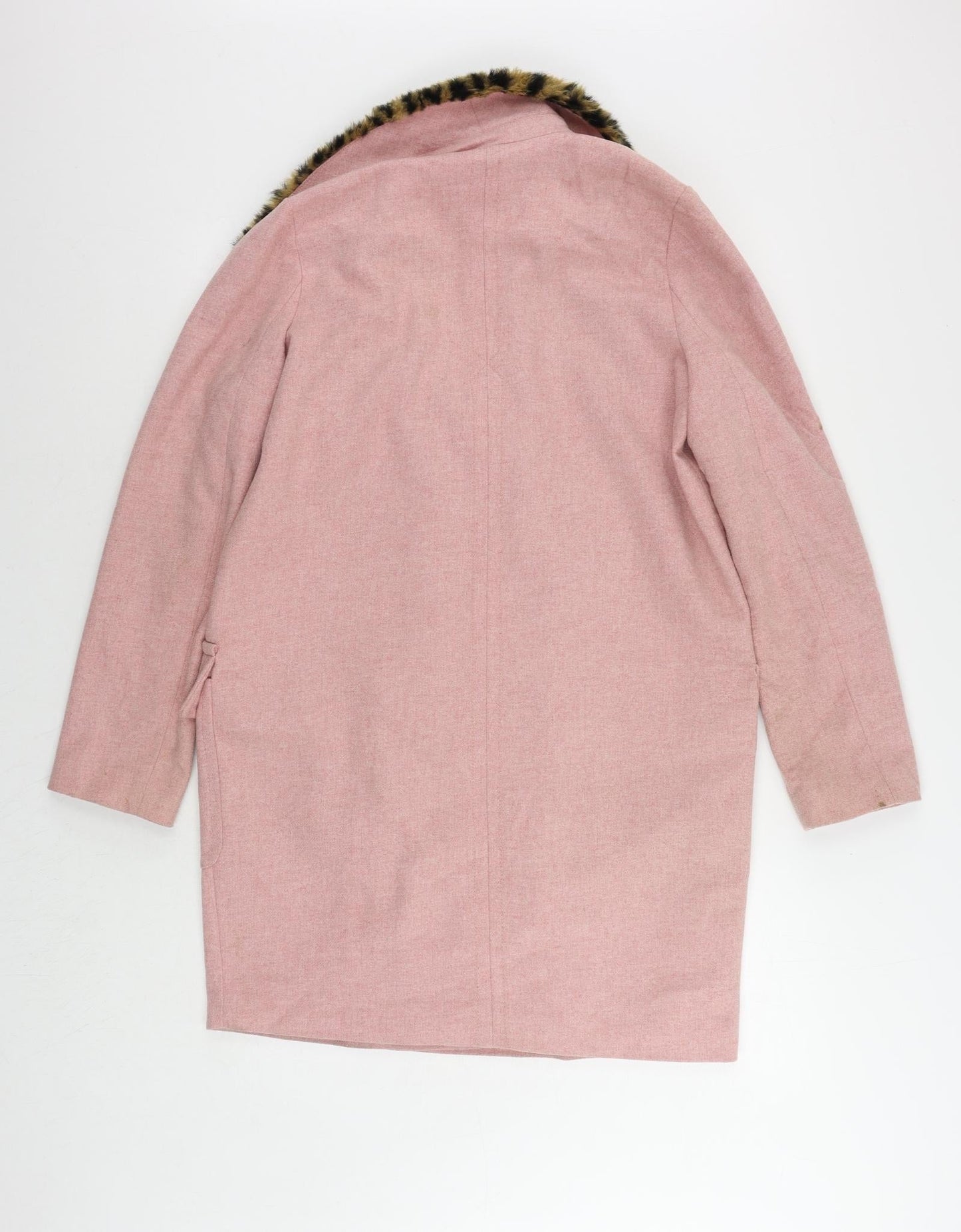 ASOS Womens Pink Pea Coat Coat Size 10 Button - Faux Fur Collar