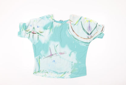 Next Womens Blue Geometric Polyester Basic Blouse Size 12 Round Neck