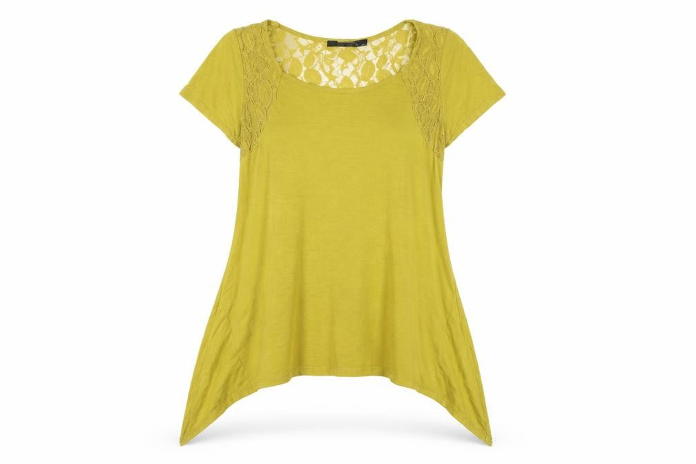 Bonmarché Womens Yellow Polyester Basic T-Shirt Size 14 Round Neck