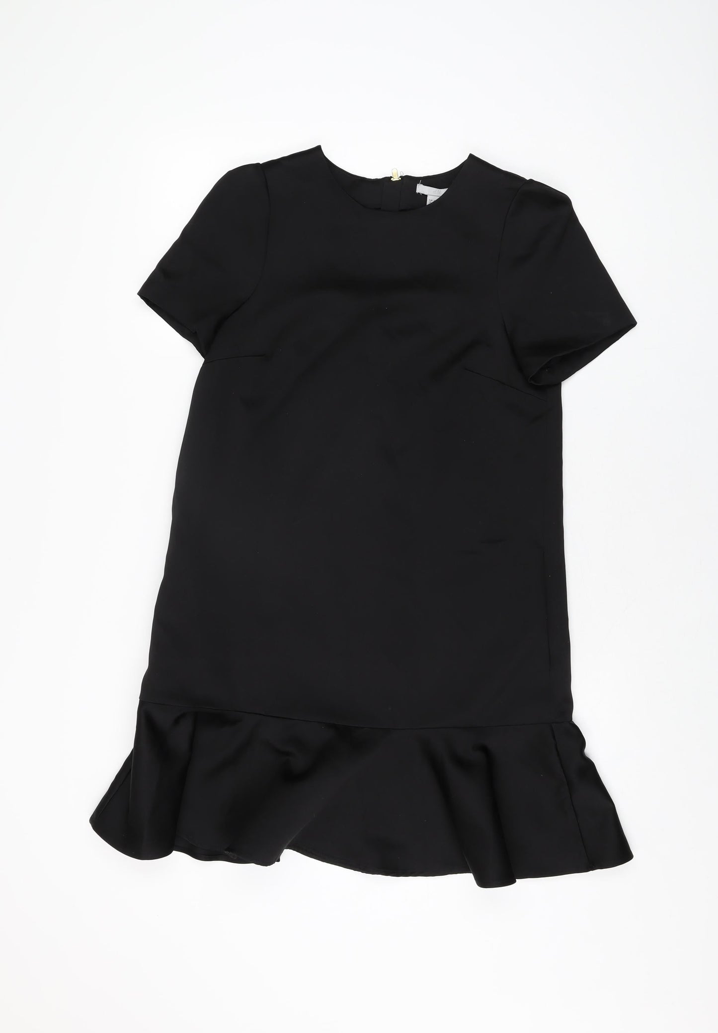 H&M Womens Black Polyester Shift Size 8 Round Neck Zip
