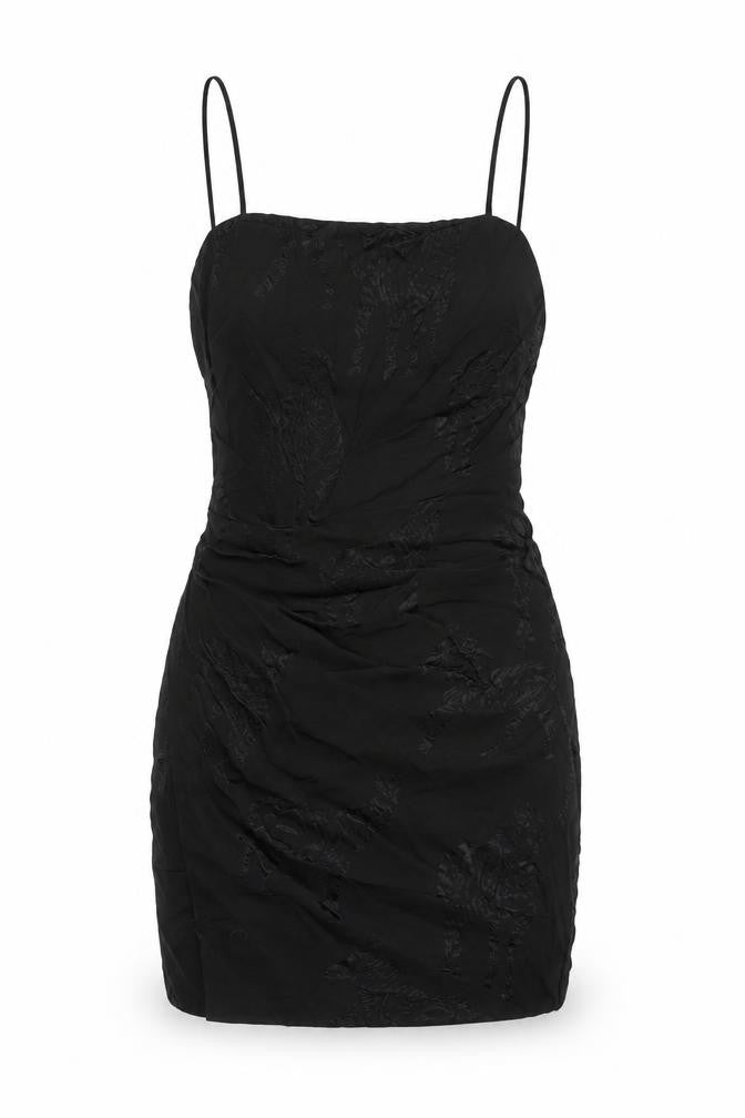 Zara Womens Black Geometric Viscose Mini Size S Square Neck Zip