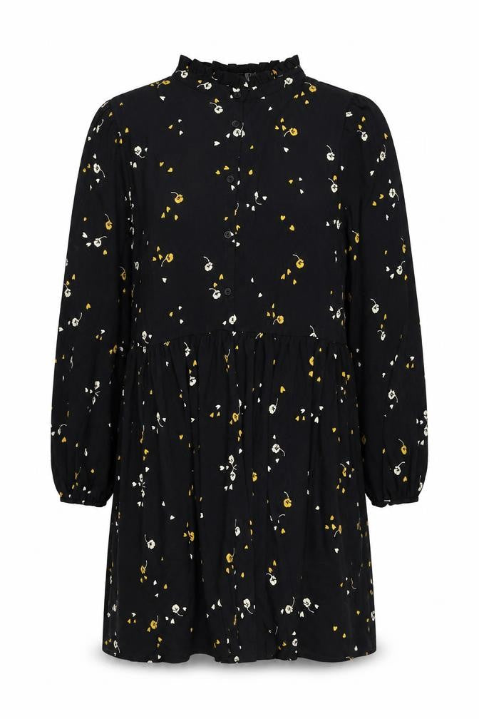 ASOS Womens Black Floral Polyester Shift Size 18 Round Neck Button