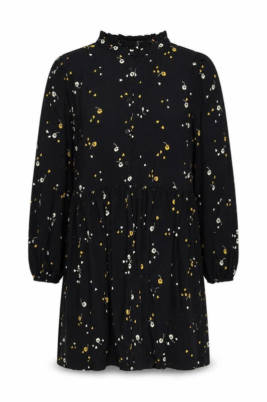 ASOS Womens Black Floral Polyester Shift Size 18 Round Neck Button