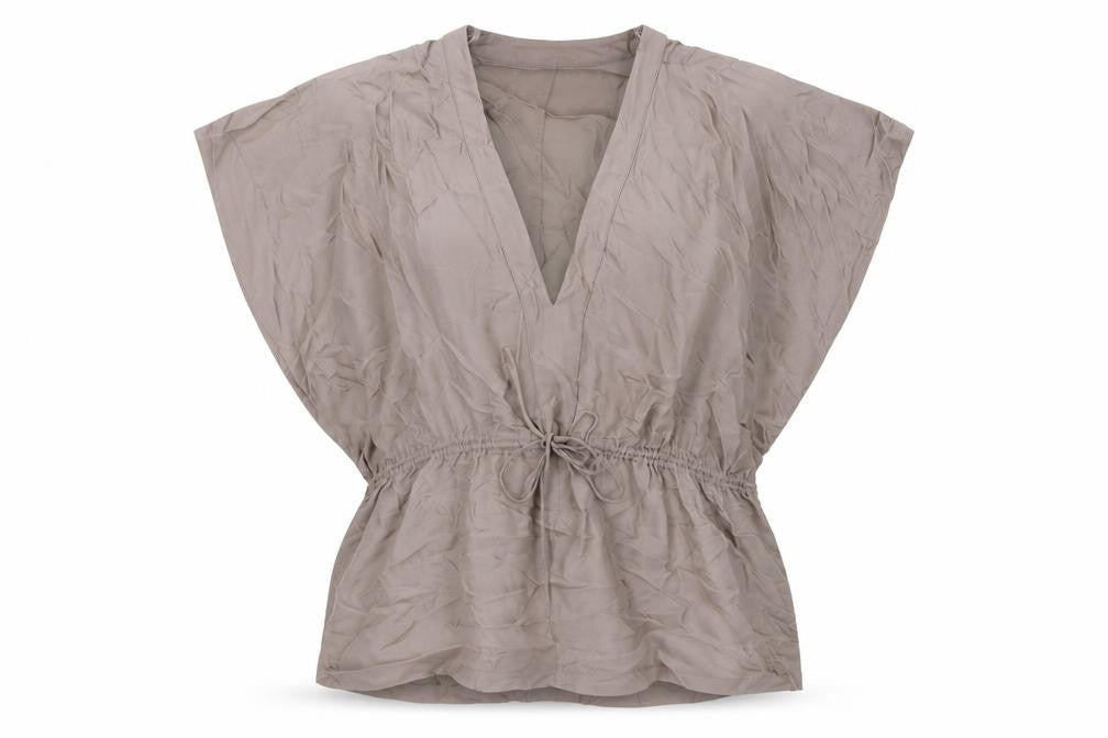 Zara Womens Brown Acetate Basic Blouse Size XS V-Neck - Size XS-S