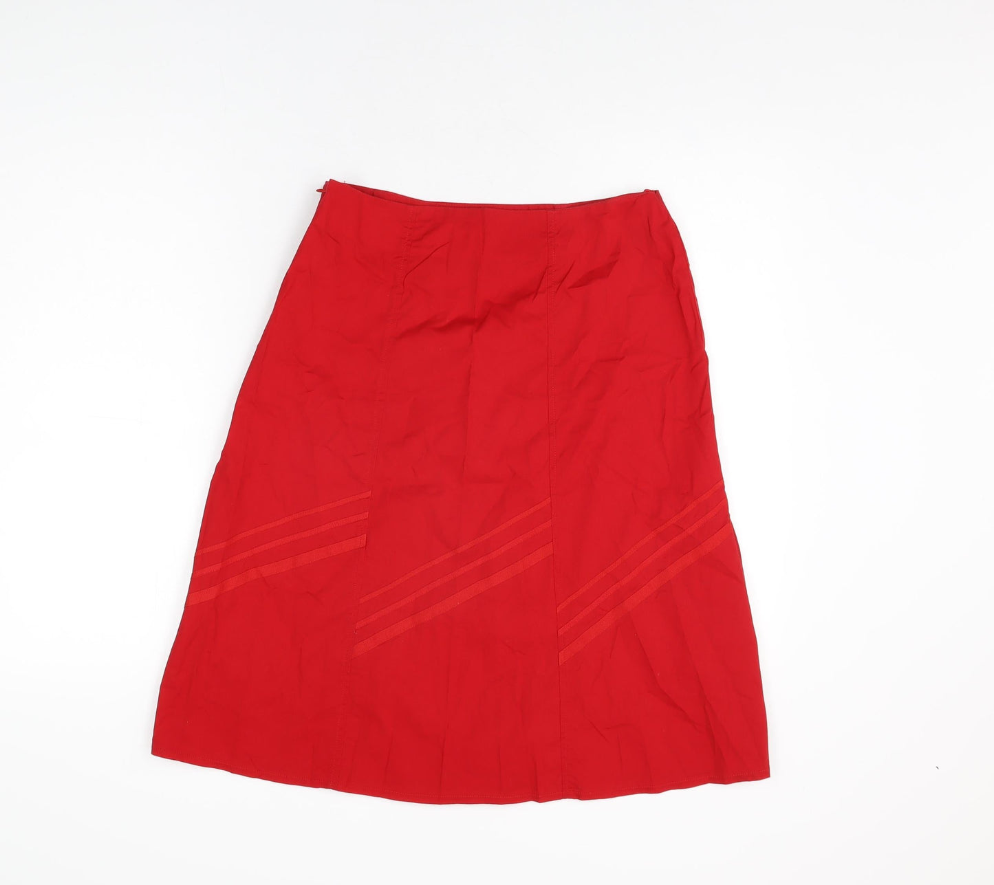 MK One Womens Red Cotton Swing Skirt Size 10 Zip