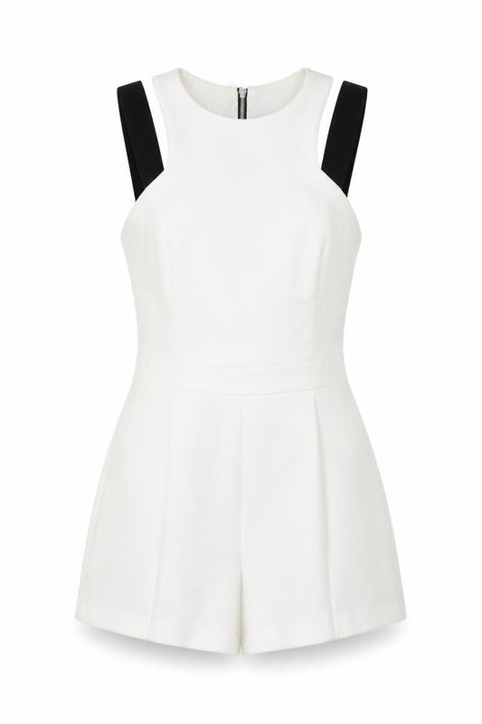 River Island Womens White Floral Polyester Playsuit One-Piece Size 8 L3 in Zip