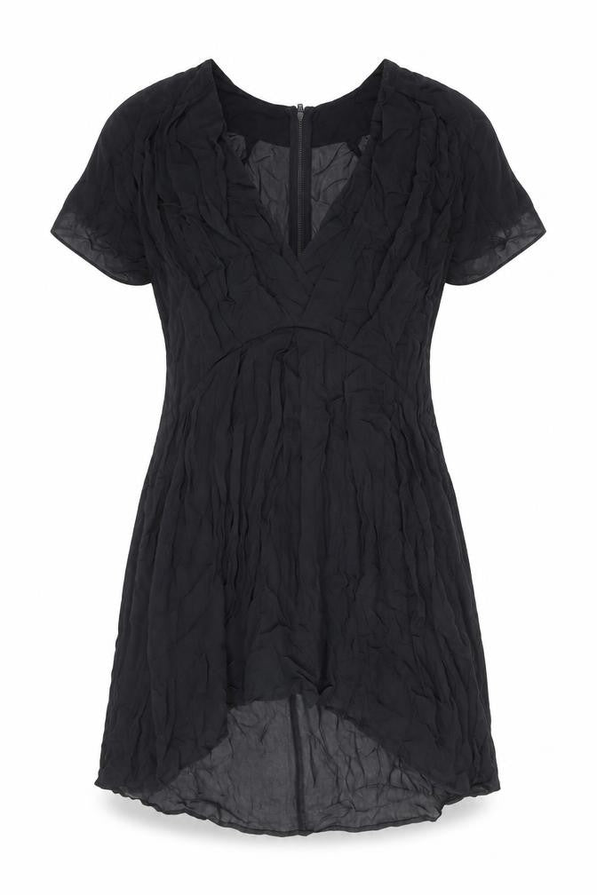 Wrap Womens Black Viscose A-Line Size 12 V-Neck Zip