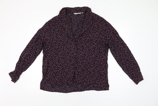 Holmewood Womens Blue Floral Viscose Basic Button-Up Size 16 Collared